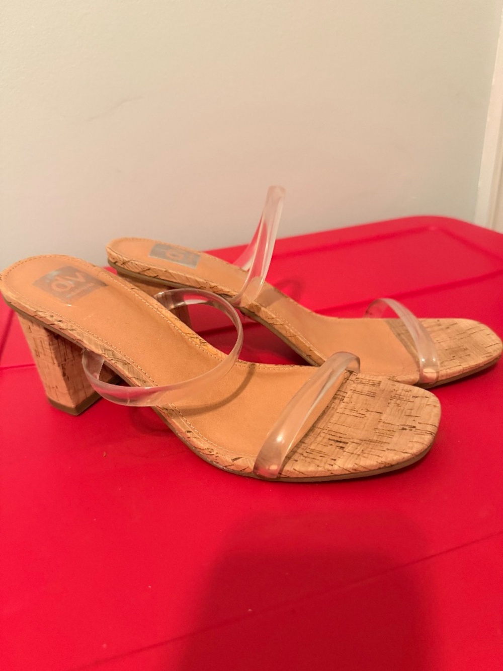 Dolce Vita Cork bottom clear strap sandals